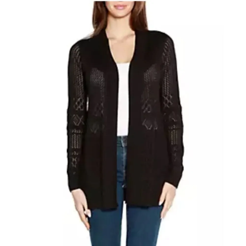 41 Hawthorn‎ Etelan Variegated Pointelle Cardigan Size 3X Black Stitch Fix NWT